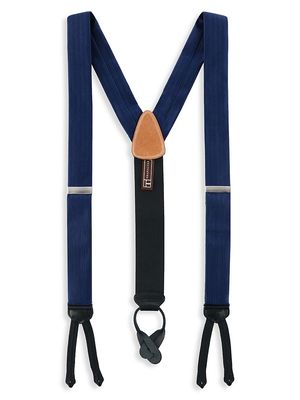 Men's Adjustable Silk Blend Suspenders - Navy - Navy