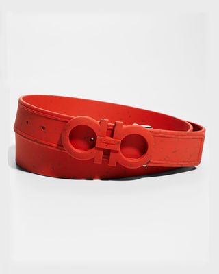 Men's Adjustable Tonal Gancini Leather Belt, 35mm
