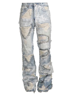 Men's Affinity Distressed Jeans - Sky Multi - Size 34 - Sky Multi - Size 34