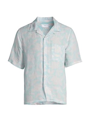 Men's Air Linen Convertible Camp Shirt - Fog Blue White - Size Small - Fog Blue White - Size Small