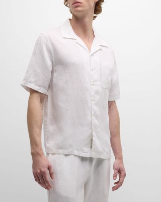 Men's Air Linen Convertible Collar Short-Sleeve Shirt