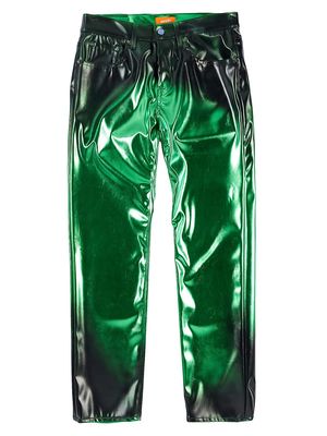 Men's Airbrushed Faux Leather Pants - Green - Size 32 - Green - Size 32