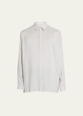 Men's Albie Striped Silk Dress Shirt