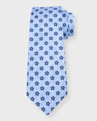 Men's Aligned Flower Silk Tie