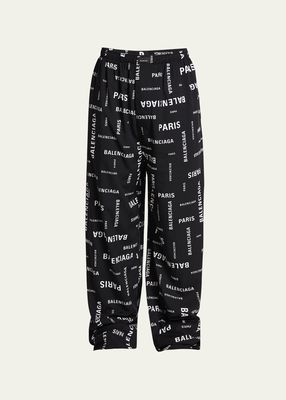 Men's Allover-Logo Pajama Pants