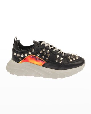 Men's Allover Studded Leather Low-Top Sneakers