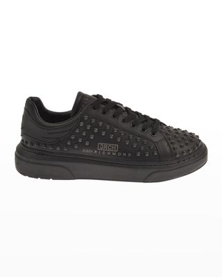 Men's Allover Tonal Studded Low-Top Sneakers