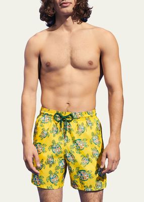 Men's Allover Turtle-Print Swim Shorts