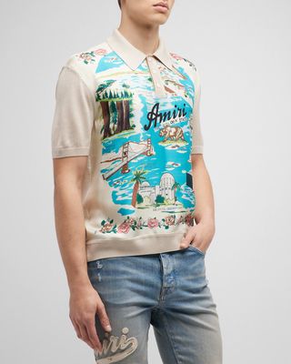Men's Aloha Graphic Silk Polo Shirt