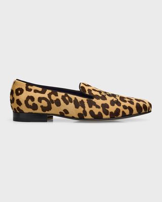 Men's Alonzo Embroidered Leopard-Print Loafers