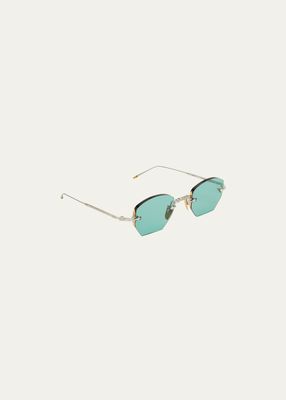 Men's Altan Two-Tone Metal Rimless Oval Sunglasses