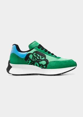 Men's AM-Logo Appliqu&eacute; Viscose Runner Sneakers