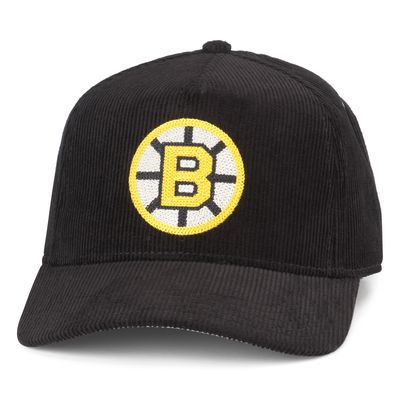 Men's American Needle Black Boston Bruins Corduroy Chain Stitch Adjustable Hat