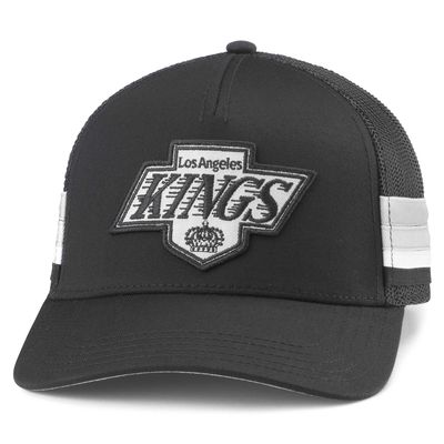 Men's American Needle Black Los Angeles Kings HotFoot Stripes Trucker Adjustable Hat