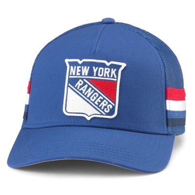 Men's American Needle Blue New York Rangers HotFoot Stripes Trucker Adjustable Hat