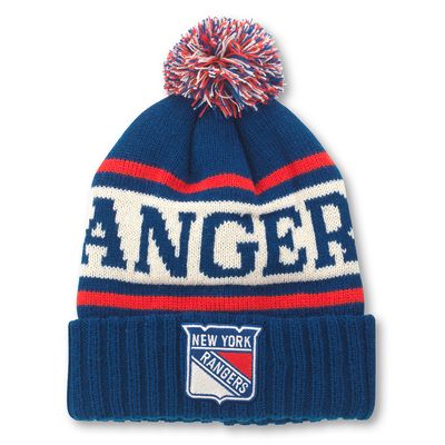 Men's American Needle Blue/White New York Rangers Pillow Line Cuffed Knit Hat with Pom