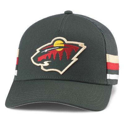 Men's American Needle Green Minnesota Wild HotFoot Stripes Trucker Adjustable Hat