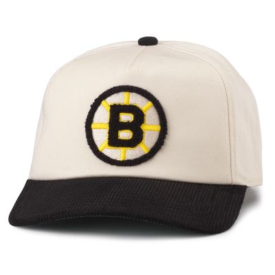 Men's American Needle White/Black Boston Bruins Burnett Adjustable Hat