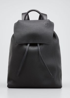 Men's Anagram Leather Drawstring Backpack