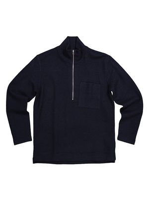 Men's Anders Wool Half-Zip Sweater - Black - Size Small