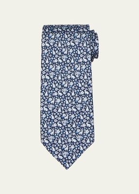 Men's Animali Floral Rabbit Silk Tie