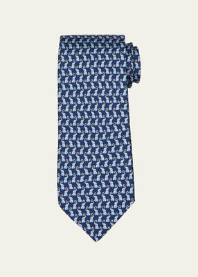 Men's Animali Gancio Elephant Silk Tie