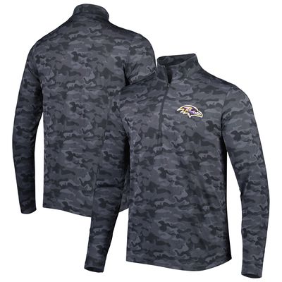 Men's Antigua Black Baltimore Ravens Brigade Quarter-Zip Sweatshirt