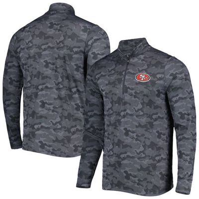 Men's Antigua Black San Francisco 49ers Brigade Quarter-Zip Sweatshirt