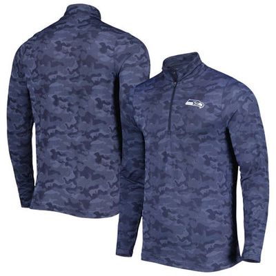Men's Antigua College Navy Seattle Seahawks Brigade Quarter-Zip Sweatshirt