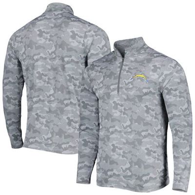 Men's Antigua Gray Los Angeles Chargers Brigade Quarter-Zip Sweatshirt