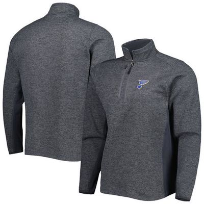 Men's Antigua Heathered Charcoal St. Louis Blues Course Quarter-Zip Jacket in Heather Charcoal