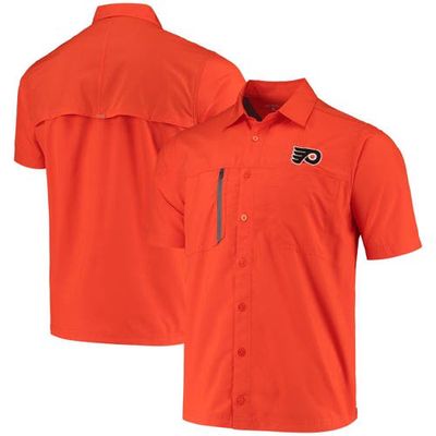 Men's Antigua Orange Philadelphia Flyers Kickoff Fishing Button-Up Shirt