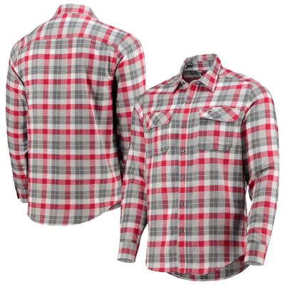 Men's Antigua Red/Gray Atlanta Falcons Ease Flannel Long Sleeve Button-Up Shirt