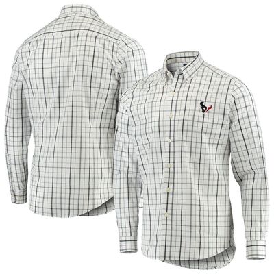 Men's Antigua White/Navy Houston Texans Keen Long Sleeve Button-Down Shirt