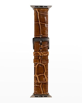 Men's Apple Watch&reg; Alligator-Leather Watch Strap, Space Gray Finish