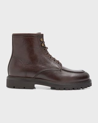 Men's Apron Toe Leather Lace-Up Boots