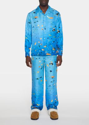 Men's Aquarium-Print Pajama Shirt
