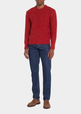 Men's Aran Cable-Knit Crewneck Sweater