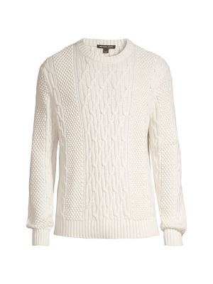 Men's Aran Cable-Knit Sweater - Bone - Size Small