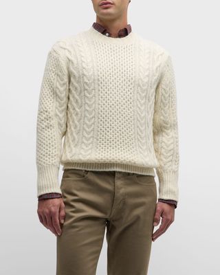 Men's Aran Mixed-Knit Sweater