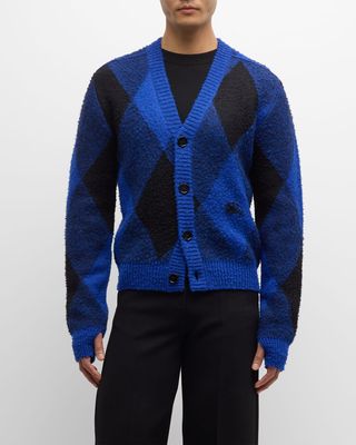 Men's Argyle Wool Cardigan Sweater
