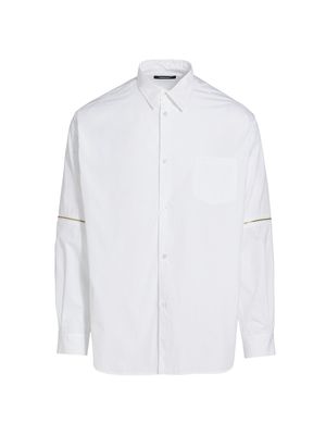 Men's Arm Zip Button-Front Shirt - White - Size Small - White - Size Small