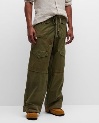 Men's Army Jacket Wide-Leg Cargo Pants