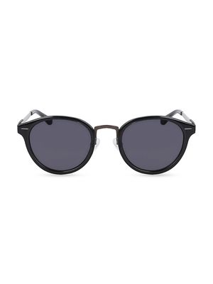 Men's Arrow 50MM Round Sunglasses - Crystal Carbon - Crystal Carbon