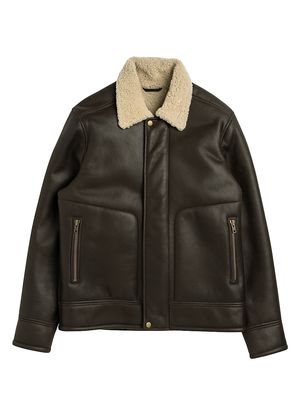 Men's Arrowtown Shearling & Leather Jacket - Mocha - Size XS - Mocha - Size XS
