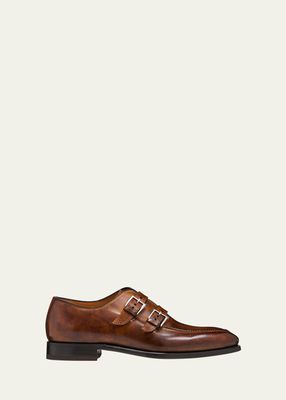 Men's Artistico Leather Double-Monk Strap Loafers