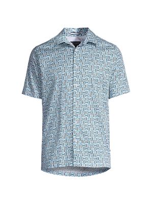 Men's Astun Geometric Button-Down Shirt - Blue - Size XXXL - Blue - Size XXXL