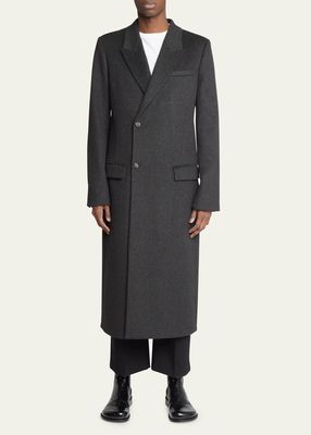 Men's Asymmetric Wool-Blend Overcoat