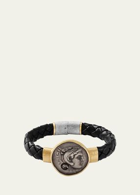 Men's Authentic Alexander the Great Coin Leather Bracelet