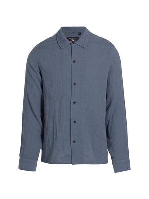 Men's Avery Cotton Relaxed-Fit Shirt - Worn Indigo - Size Medium